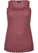 Ribbet topp med blondedetalj, R&oslash;d, Packshot image number 0
