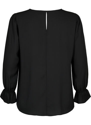 Langermet smockbluse, Black, Packshot image number 1