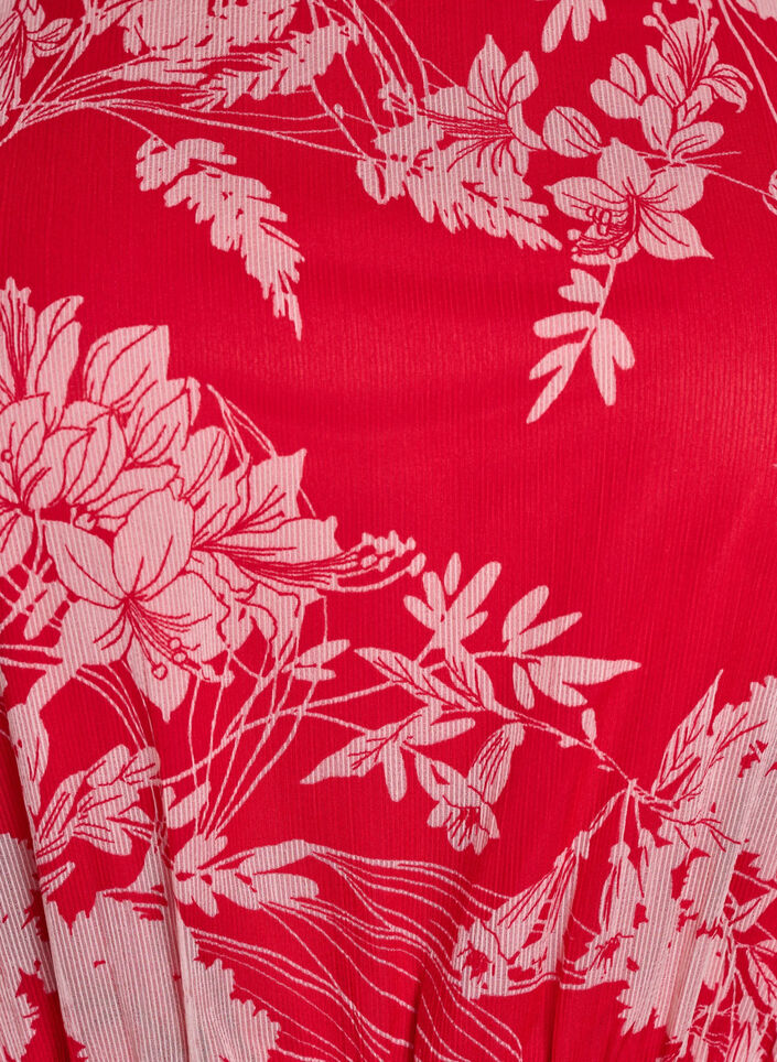 Lang chiffongkjole med blomstertrykk, Red Flower AOP, Packshot image number 2