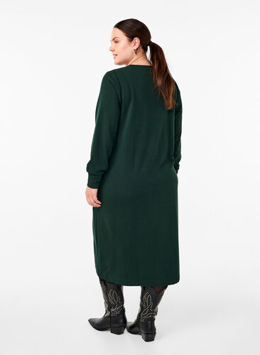 Zizzi Joggekjole i bomull med lommer, Grønn, Model image number 1