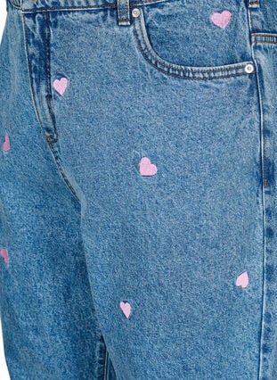 Zizzi Mille mom-fit jeans med broderi, Blå, Packshot image number 2
