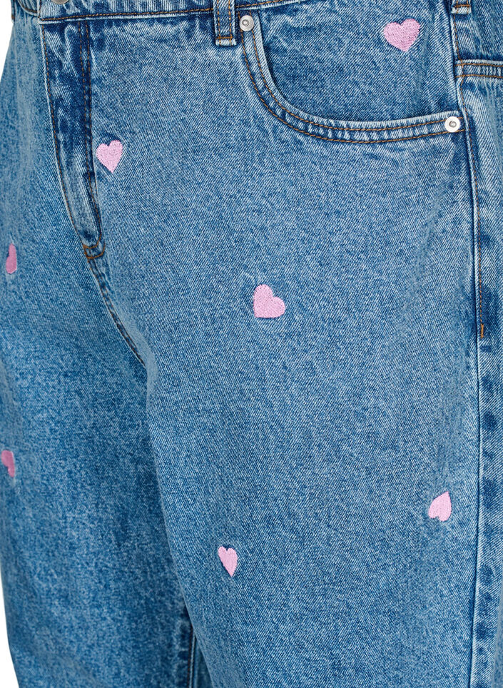 Mille mom-fit jeans med broderi, Blå, Packshot image number 2