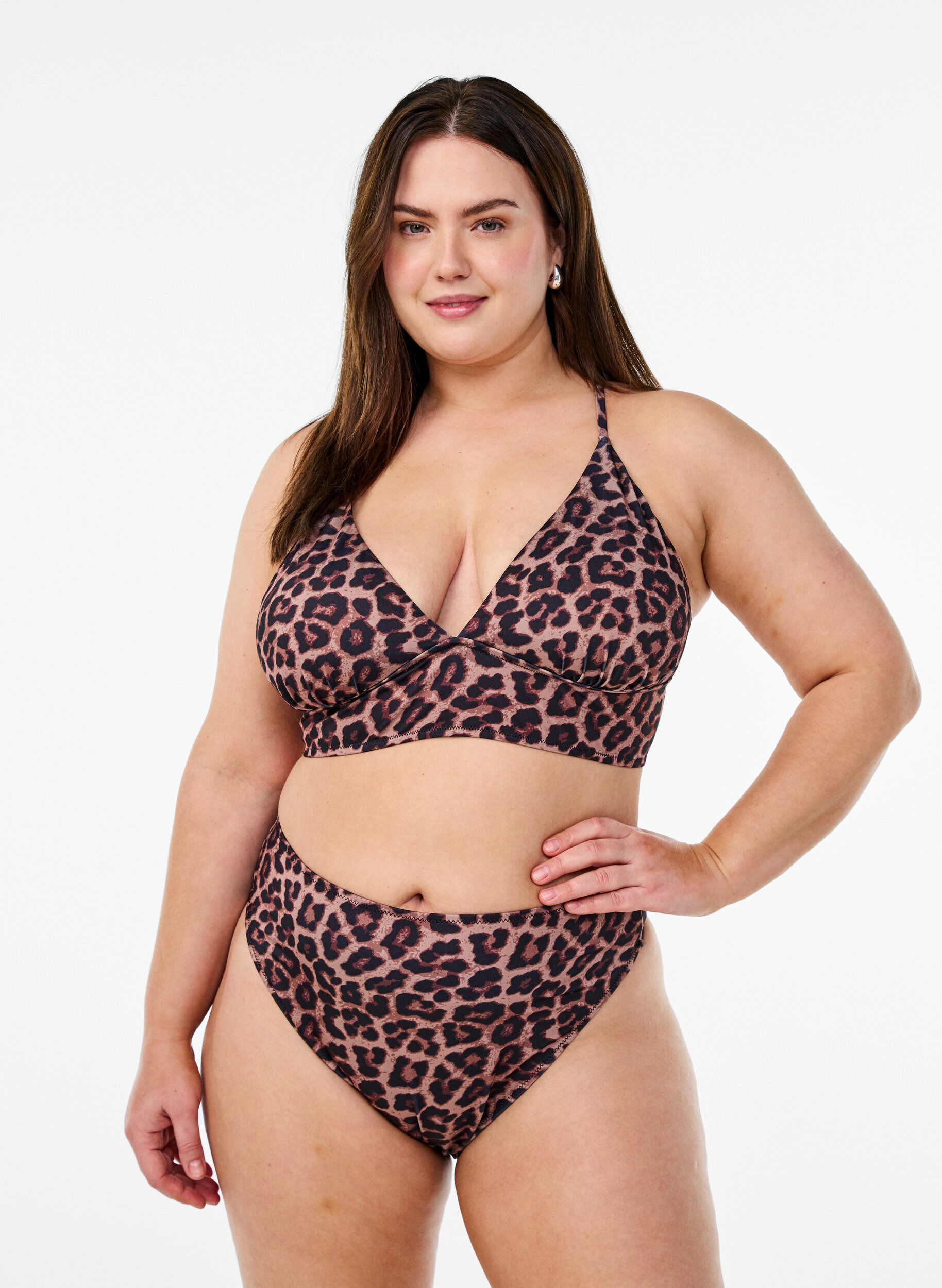 Leopard bikini-string, Brun, Model