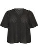 Bluse i broderie anglaise med knappelukking, Svart, Packshot image number 0