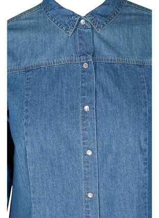 Lang denimskjorte i bomull, Blue denim, Packshot image number 2