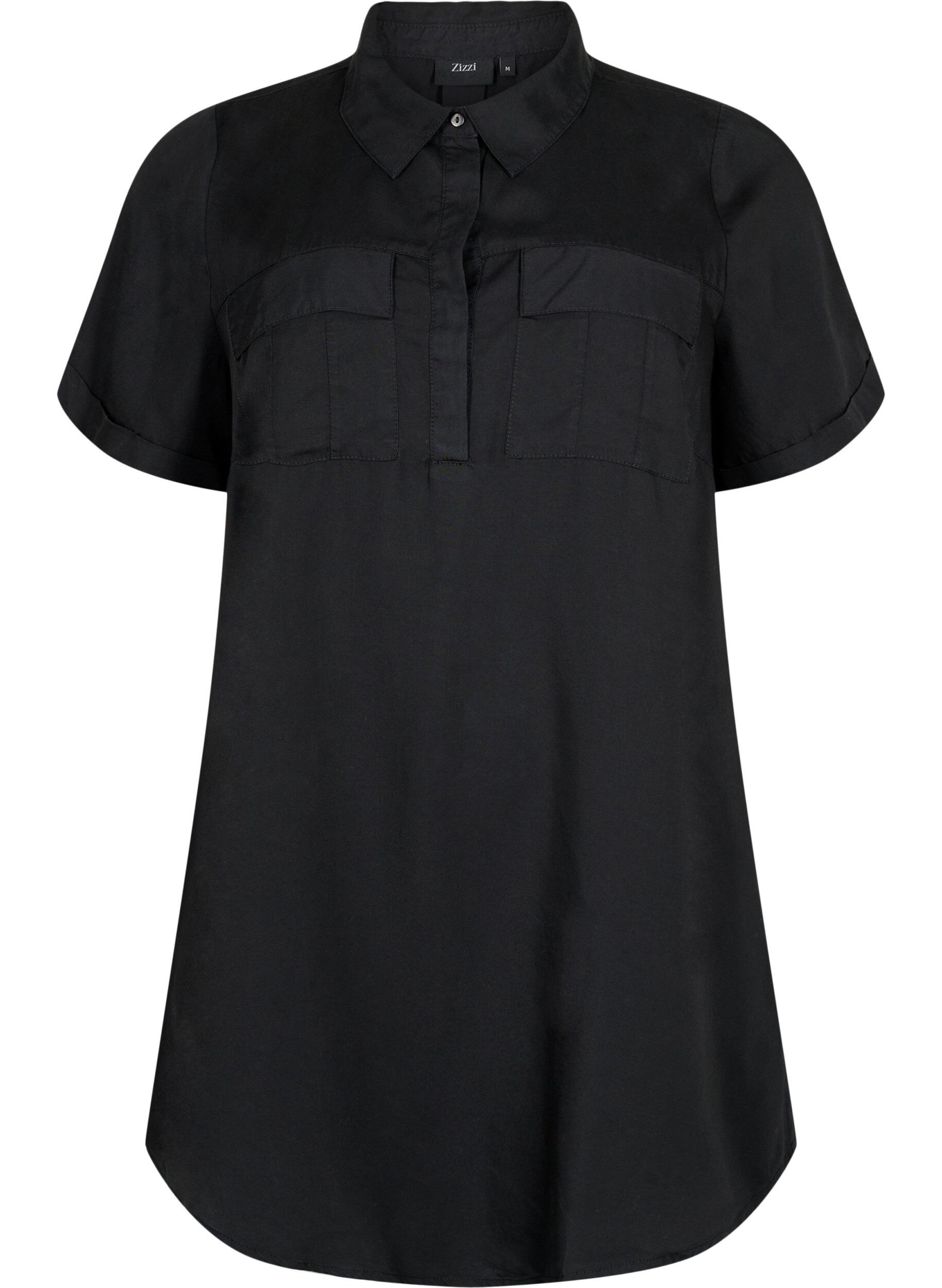 Zizzi Kortermet tunika i lyocell (TENCEL&trade;), Black, Packshot image number 0