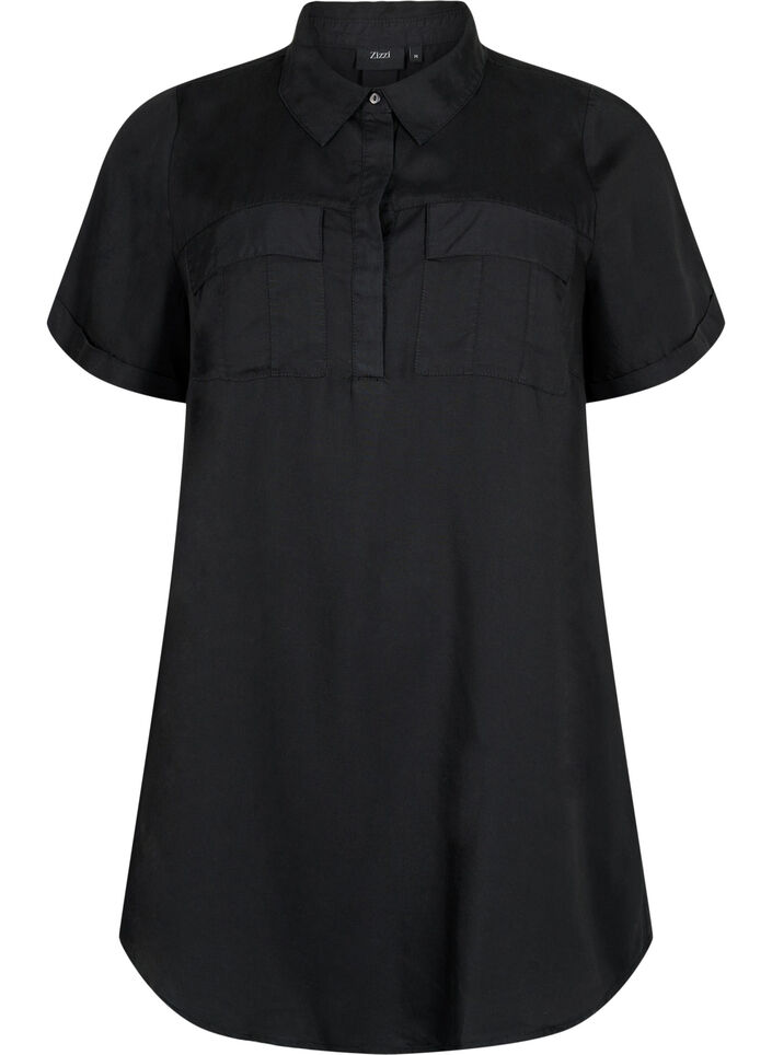 Kortermet tunika i lyocell (TENCEL™), Black, Packshot image number 0