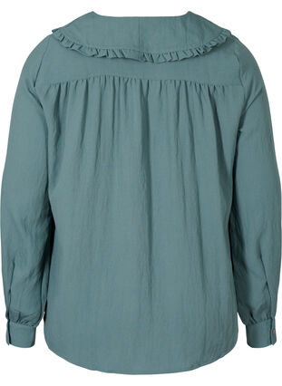 Viskoseskjorte med bred krage, Balsam Green, Packshot image number 1