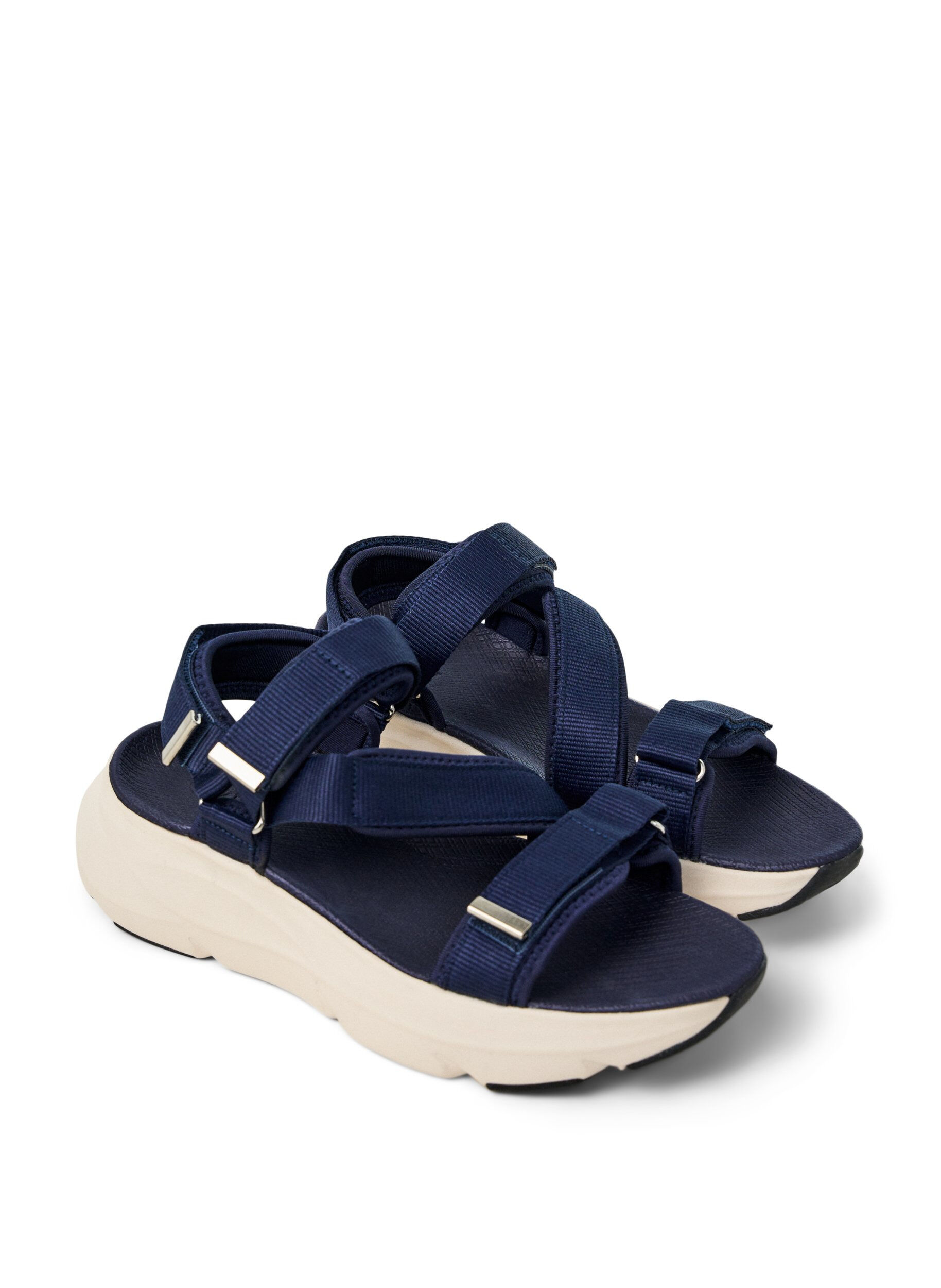 ZizziKomfortabel sandal med borrel&aring;s og st&oslash;tte til fotbuen, Bl&aring;, Packshot image number 1