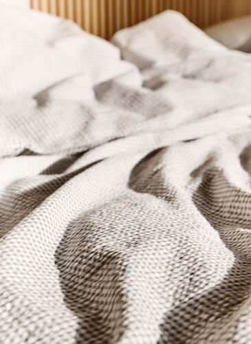 Rutete sengesett i bomull, Grey/White Check, Image image number 1