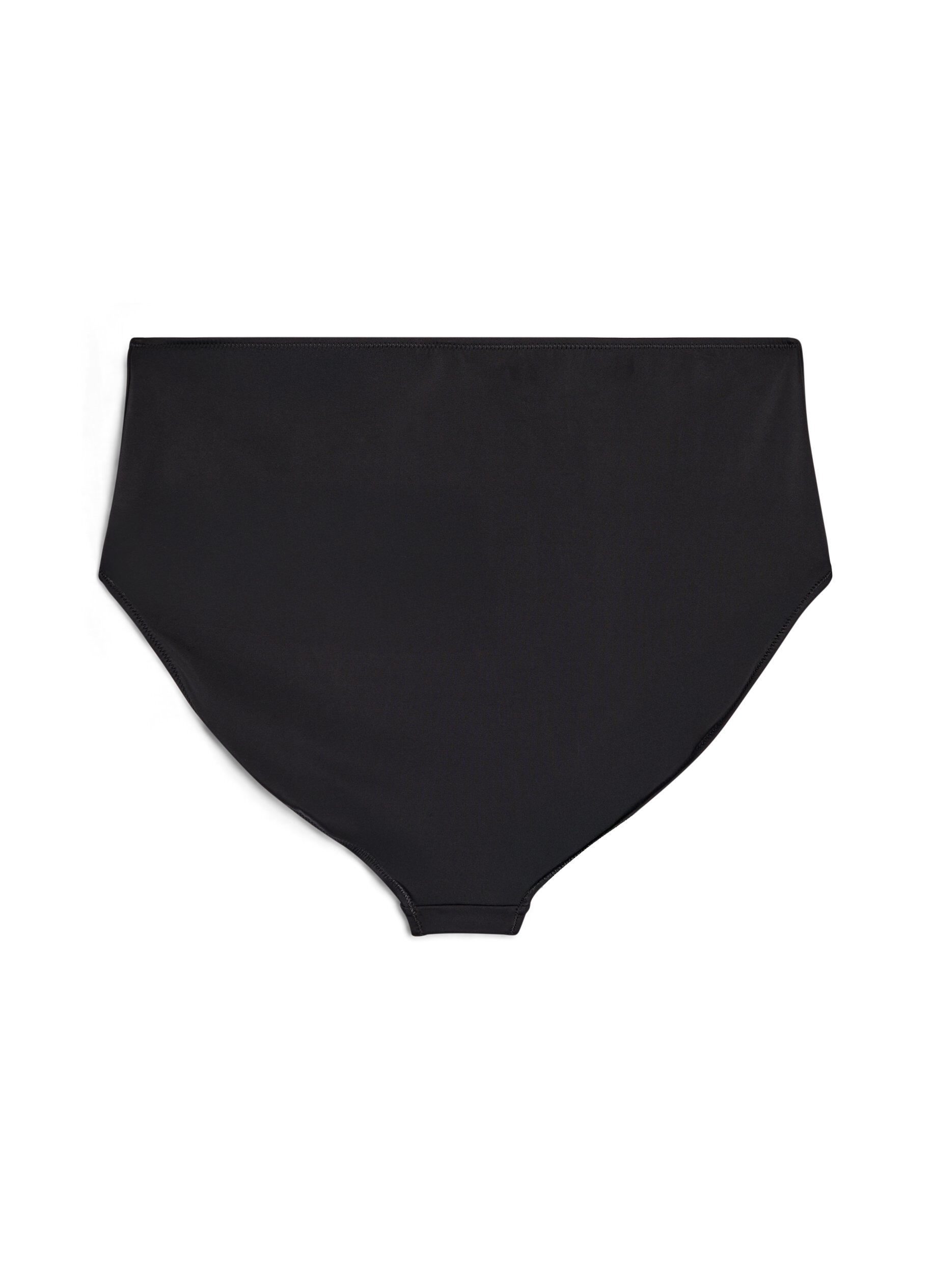 ZizziEnsfarvet bikinitruse med h&oslash;y midje, Svart, Packshot image number 1