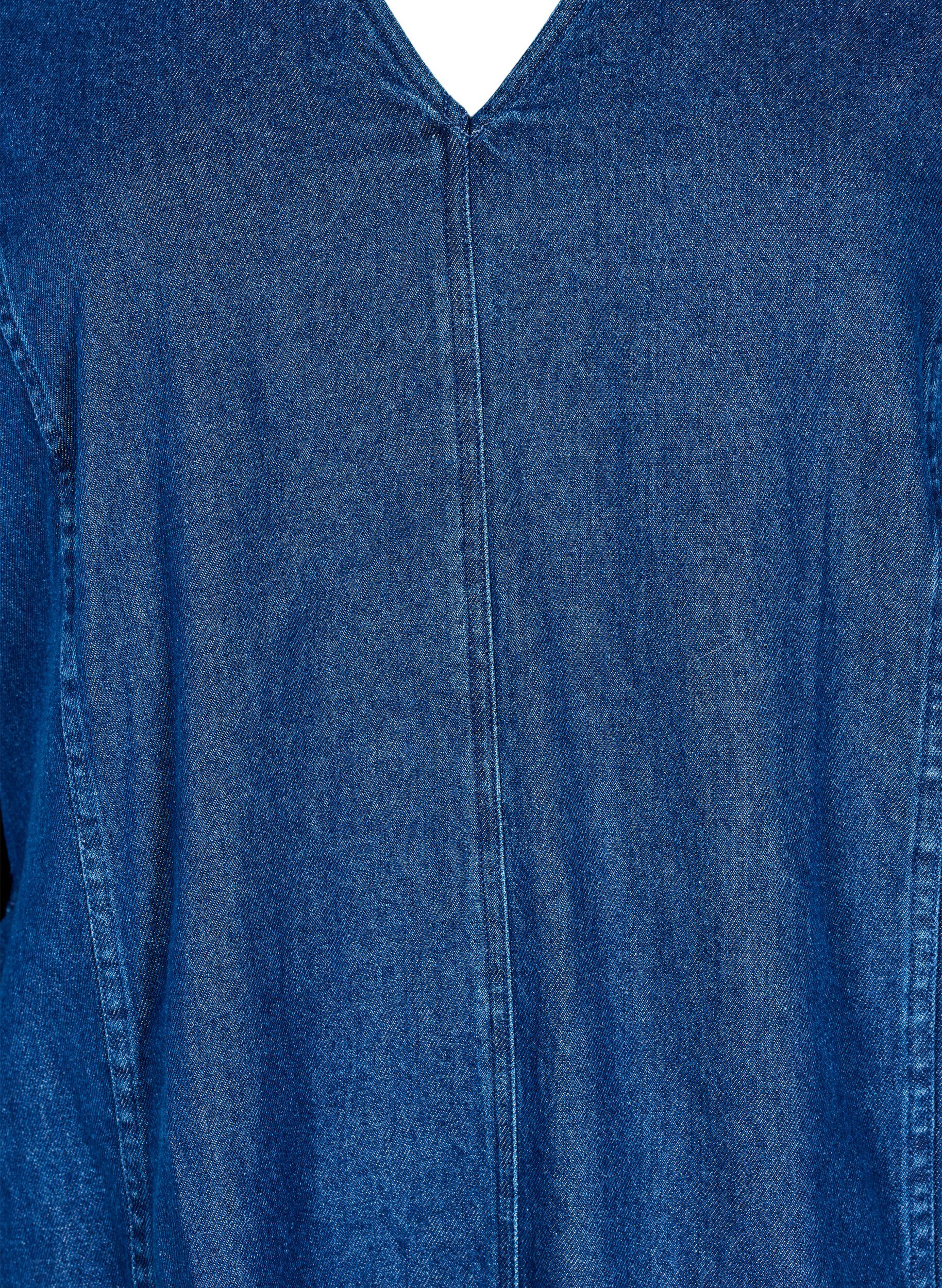ZizziKort denimkjole med 3/4-lange ermer, Bl&aring;, Packshot image number 2