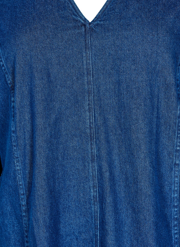 Kort denimkjole med 3/4-lange ermer, Bl&aring;, Packshot image number 2