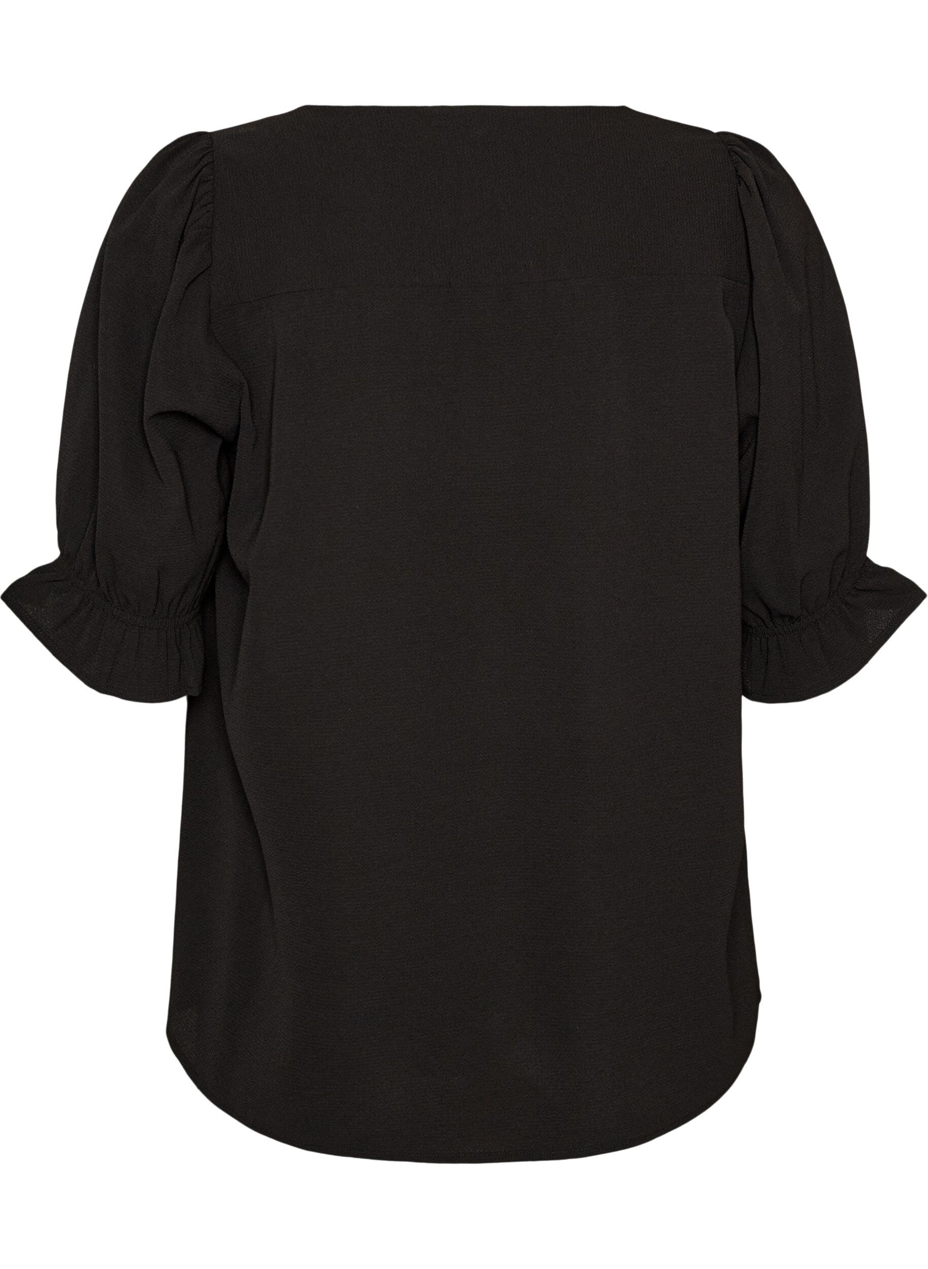 ZizziSkjortebluse med 1/2 ermer, Svart, Packshot image number 1