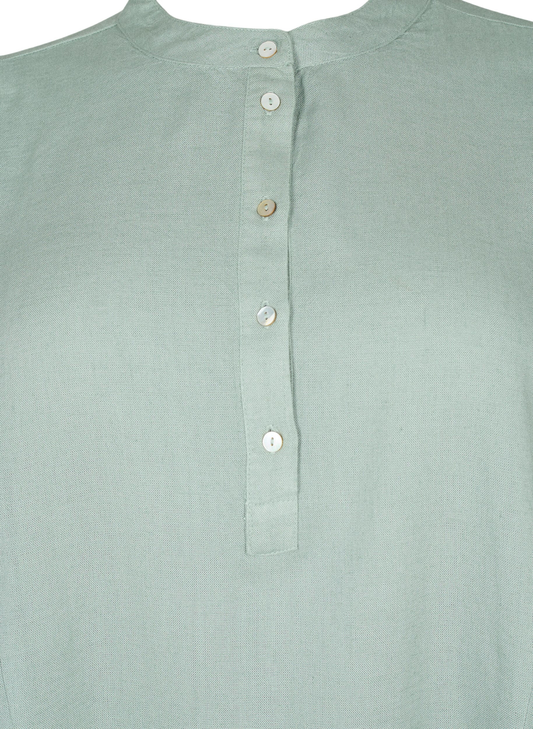 Zizzi Skjortebluse med 3/4 ermer, Chinois Green, Packshot image number 2