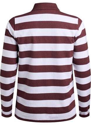 Zizzi Stripete poloskjorte med lange ermer, Mørk Bordeaux, Packshot image number 1