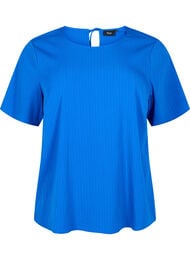 Kortermet bluse i viskose med knytebånd, Princess Blue