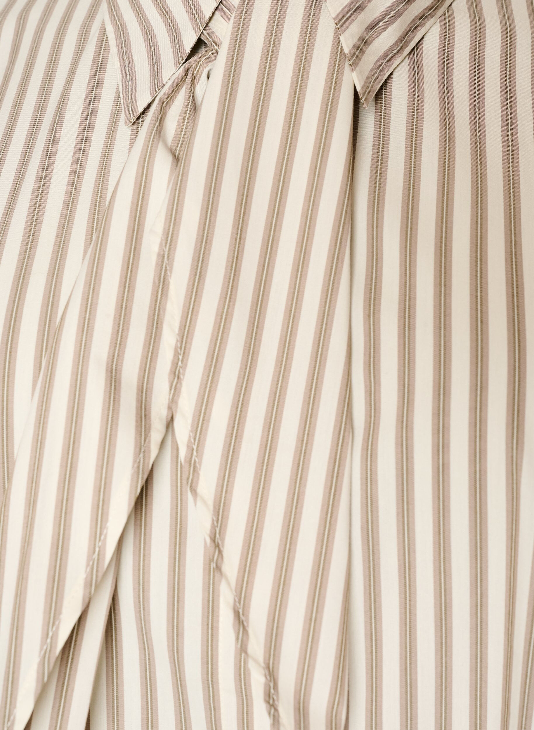 ZizziStripete skjorte med avtakbart halsskjef, Beige, Packshot image number 2