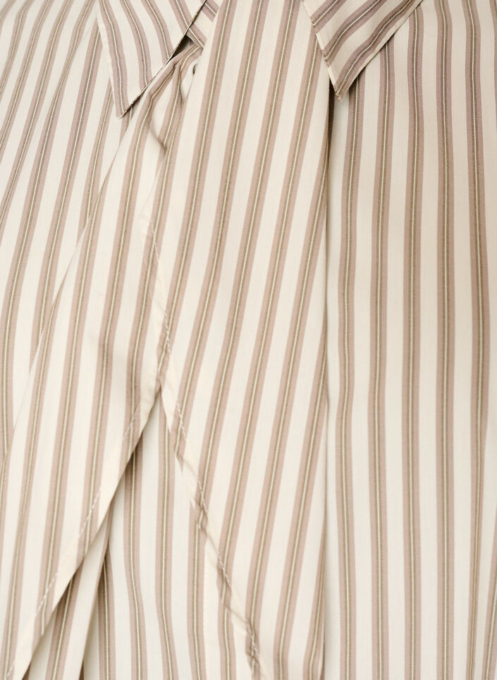 Stripete skjorte med avtakbart halsskjef, Beige, Packshot image number 2