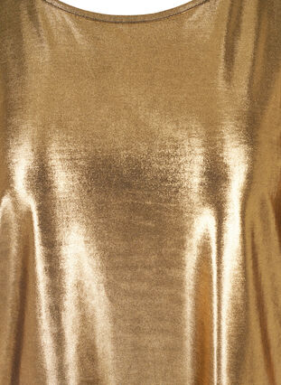 Shiny bluse med 3/4-puffermer, Gold, Packshot image number 2