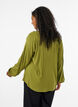 Viskosebluse med V-hals og lange ermer, Gr&oslash;nn, Model image number 2