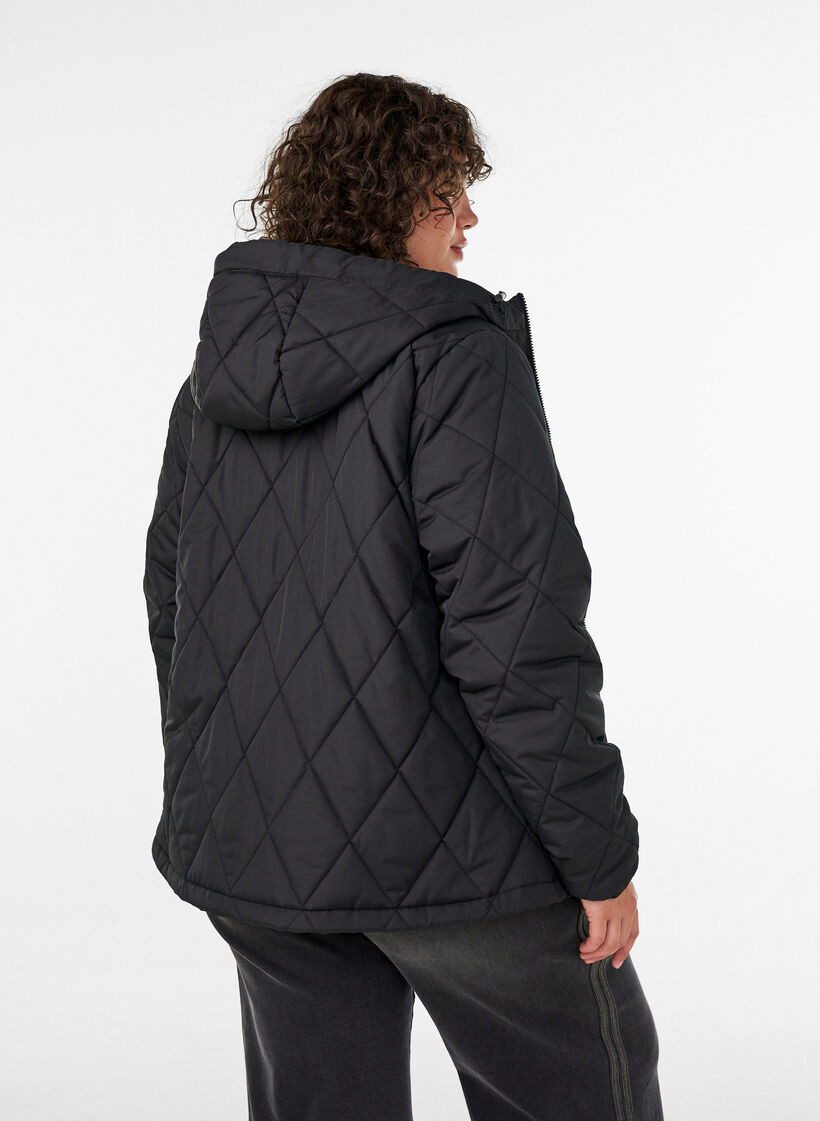 Lett vattert jakke med diamantquilt, Svart, Model image number 2