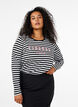 Stripete bluse med motiv, White w.Black Stripe, Model image number 0