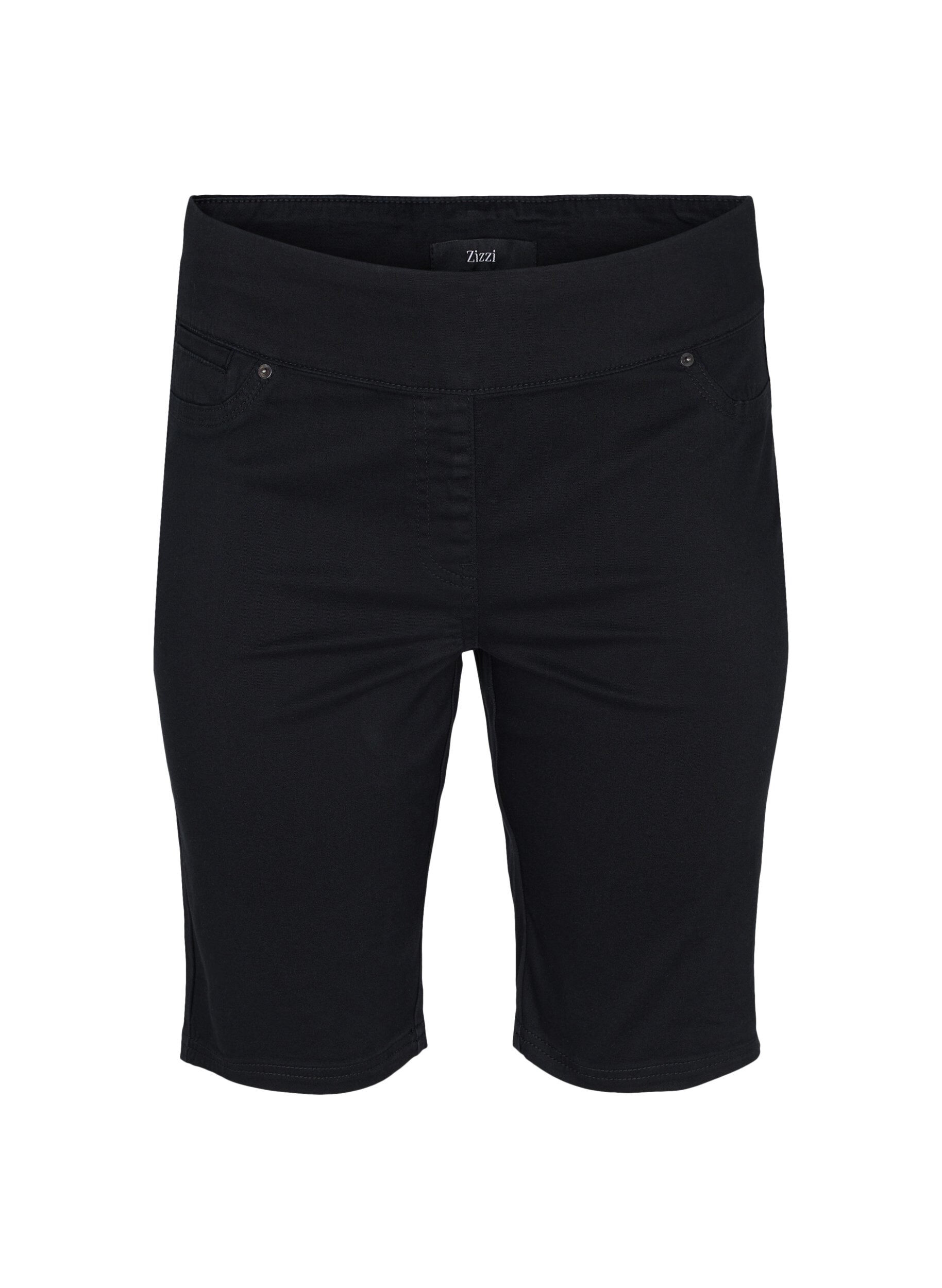 ZizziTettsittende shorts med baklommer, Black, Packshot image number 0