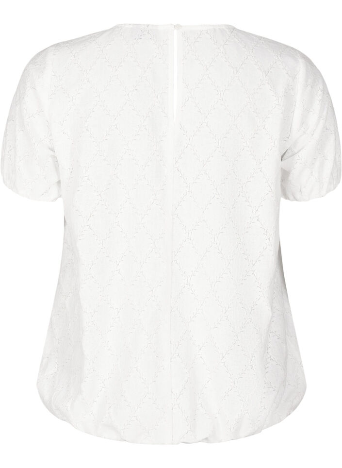 Kortermet bluse med strukturert mønster, Bright White, Packshot image number 1