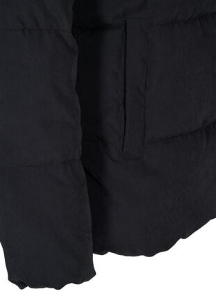 Kort vinterjakke med glidelås og høy hals, Black, Packshot image number 3