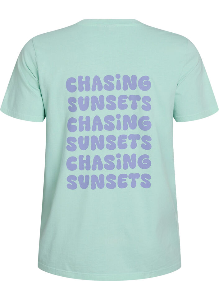 T-skjorte i økologisk bomull med ryggtrykk, Grønn, Packshot image number 1