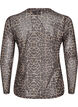 Bluse i mesh med leopardmønster, Brun, Packshot image number 1