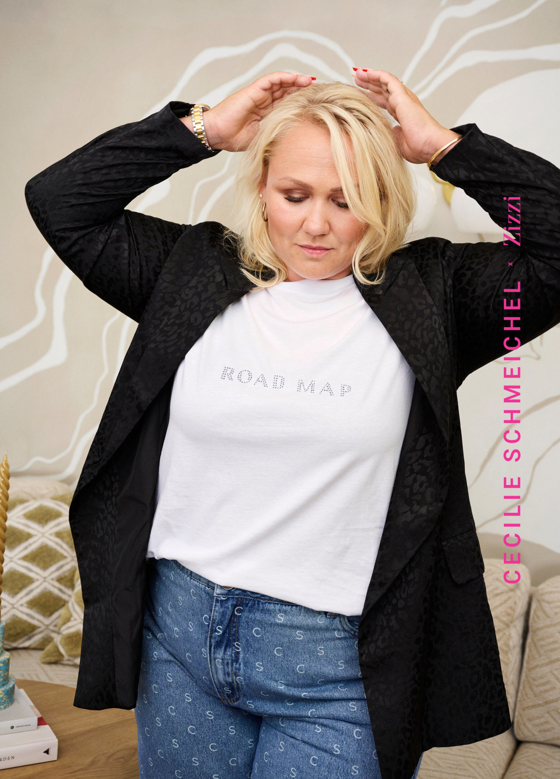 Zizzi T-skjorte i &oslash;kologisk bomull med similisteiner, White, Image image number 0