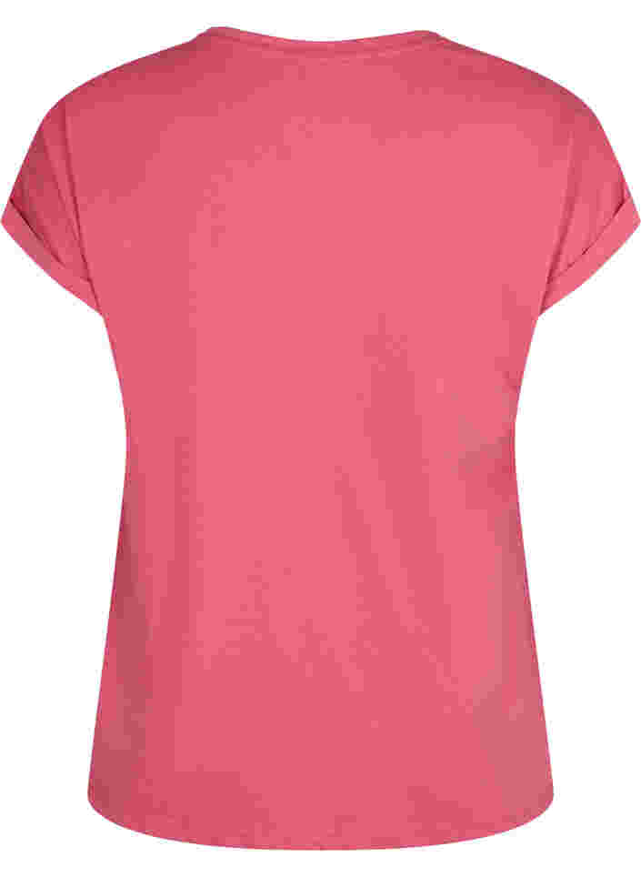 Kortermet T-skjorte i bomullsblanding, Rasperry Pink, Packshot image number 1