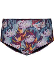 Bikinitruse med høyt liv og mønster, Deep Tropical Print, Packshot