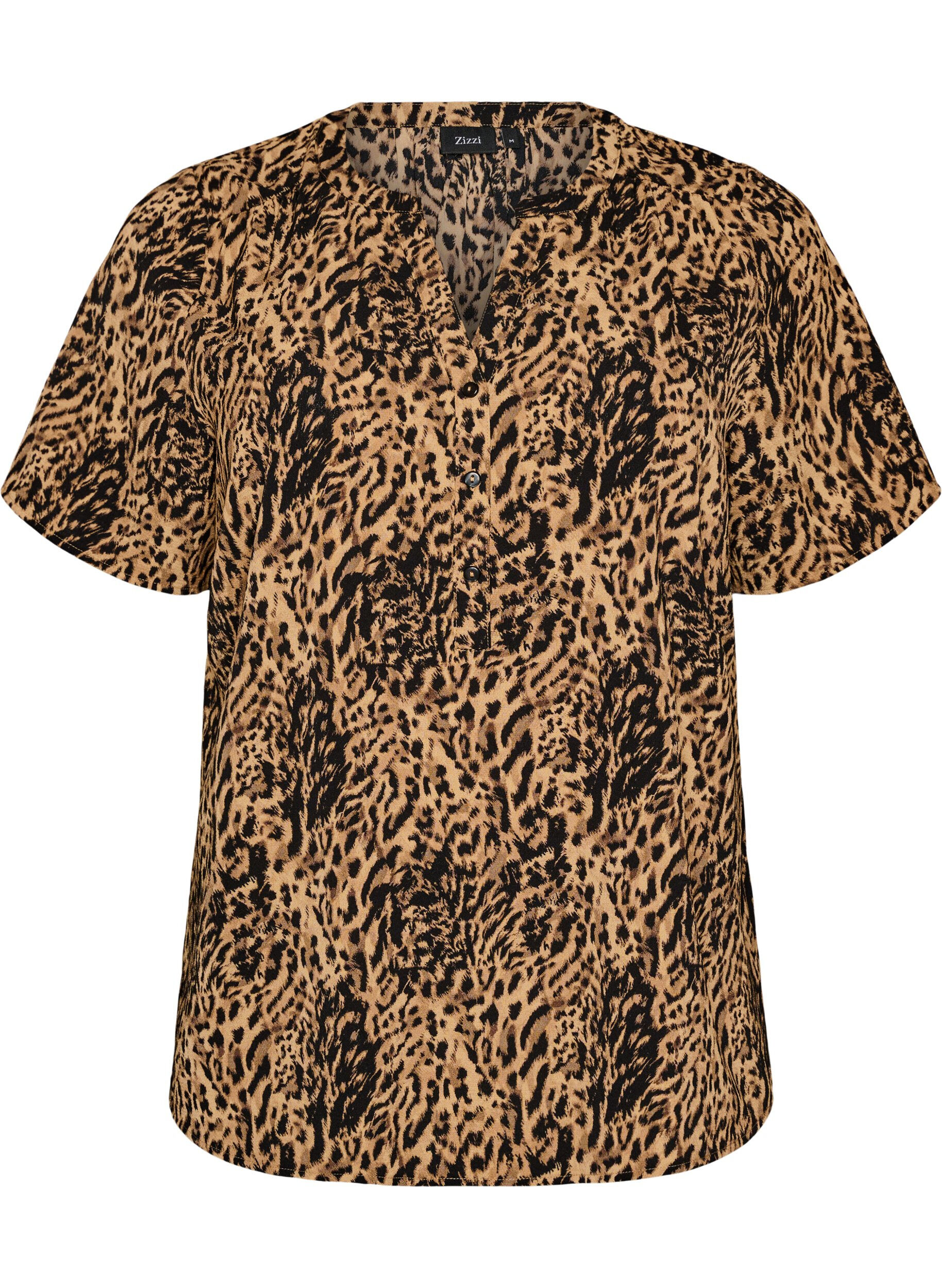 Bluse med korte ermer og v-hals