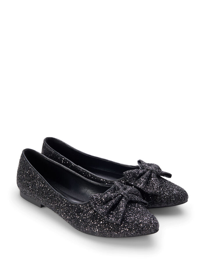 Glitterballerina med vid passform og sløyfe, Black, Packshot image number 1