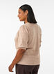 Kortermet strikkebluse med pointellem&oslash;nster, Beige, Model image number 2