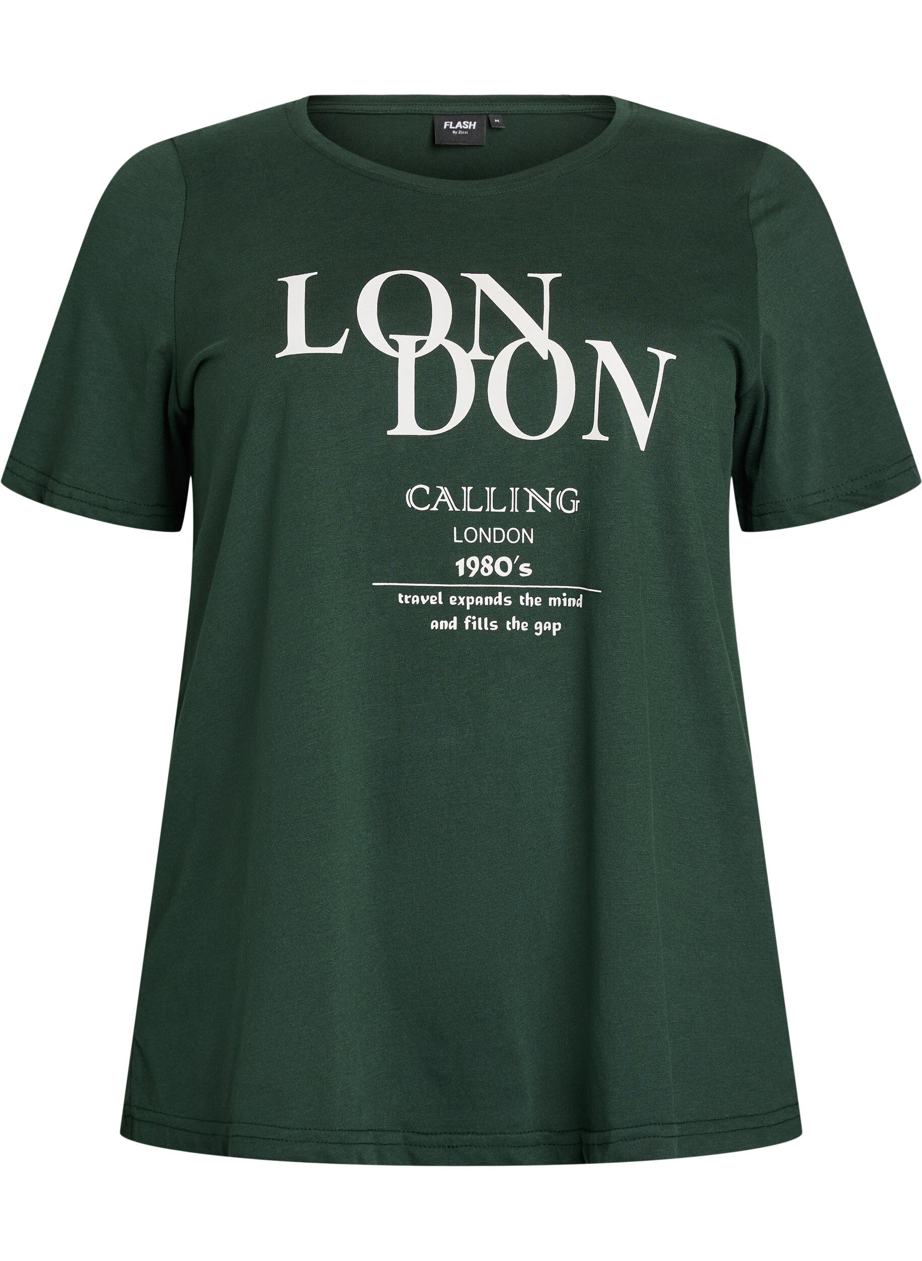 Zizzi T-skjorte med trykk, Gr&oslash;nn, Packshot image number 0