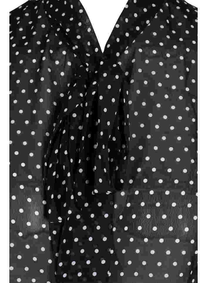 Prikkete krage med knytedetaljer, Black w. White , Packshot image number 2