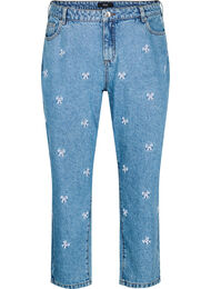 Mille mom-fit jeans med broderi, Light Blue Bow Emb. 