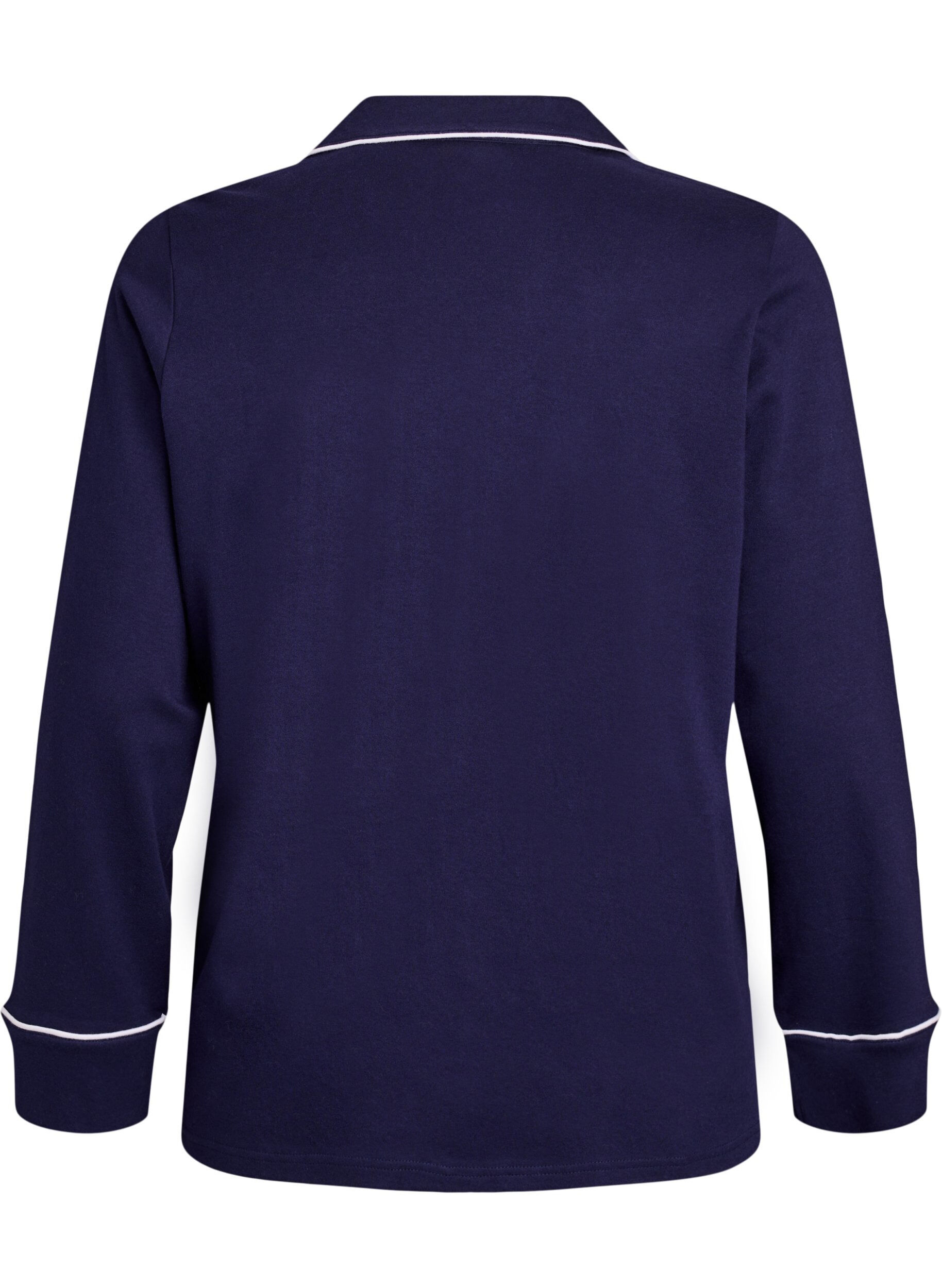 Zizzi Bomullspyjamas-skjorte med brystlomme, Bl&aring;, Packshot image number 1