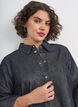 Denimskjorte med glittertr&aring;d og 3/4 ermer, Gr&aring;, Model image number 3