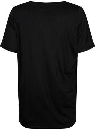 Ensfarget oversized T-skjorte med V-hals, Black, Packshot image number 1