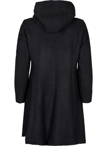 Frakk i A-linje med hette, Black, Packshot image number 1