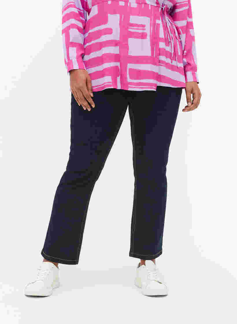 Slim fit Vilma jeans med høyt liv, Dk blue rinse, Model image number 4