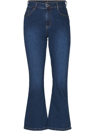 Ellen bootcut jeans med høyt liv, Dark blue denim, Packshot image number 0