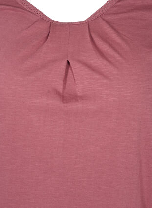 Ensfarget bluse med 3/4-ermer i bomull, Rose Brown, Packshot image number 2