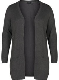 Lang strikkecardigan i viskoseblanding, Grå Lang strikkecardigan i viskoseblanding