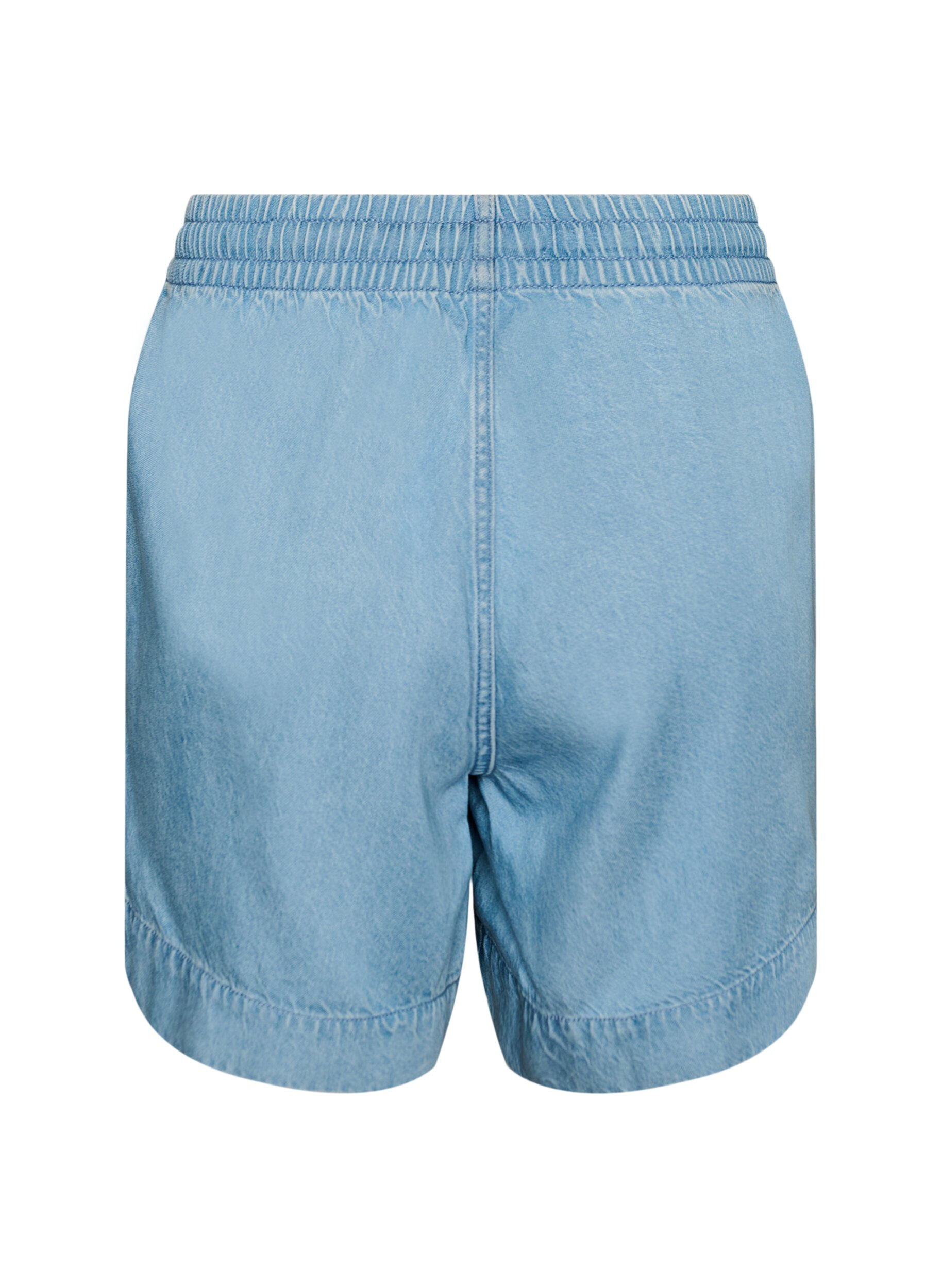 ZizziShorts med plagg i denim med elastisk midje og snor, Bl&aring;, Packshot image number 1